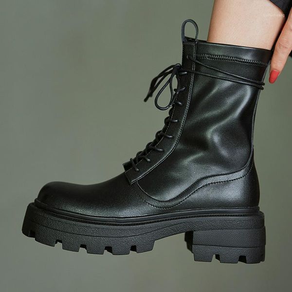 2020 new black genuine leather ankle boots women autumn winter round toe lace up shoes woman fashion motorcycle platform botas1
2020 new black genuine leather ankle boots women autumn winter round toe lace up shoes woman fashion motorcycle platform botas1