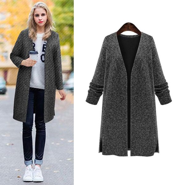 european and american fashion women's spring new knitted cardigan women's mid-length jacket, Black
european and american fashion women's spring new knitted cardigan women's mid-length jacket, Black