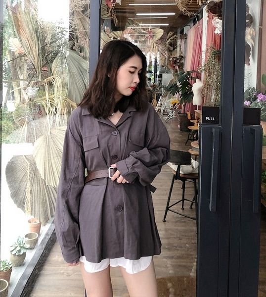 linshanshan spring and autumn work clothes overcoat work clothes wind belt shirt women sunscreen design sense small thin loose coat lugr, Black;gray
linshanshan spring and autumn work clothes overcoat work clothes wind belt shirt women sunscreen design sense small thin loose coat lugr, Black;gray