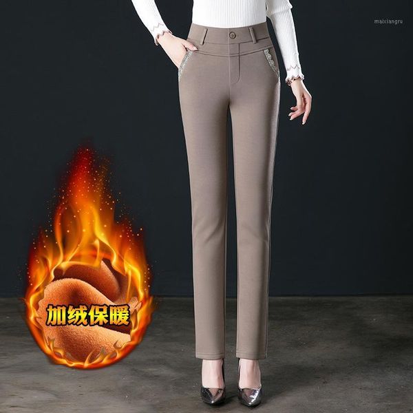 women full length pant rhick warm autumn winter wit fur high elastic ladies pants straight slim fit casual zipper pants 20201, Black;white
women full length pant rhick warm autumn winter wit fur high elastic ladies pants straight slim fit casual zipper pants 20201, Black;white