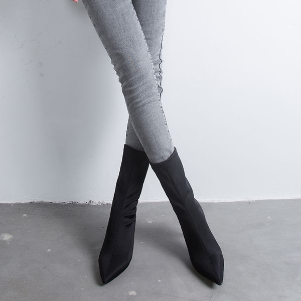 black beige ankle elastic sock boots women pointed toe thin heel boots stretch women winter shoes booties woman c0202
black beige ankle elastic sock boots women pointed toe thin heel boots stretch women winter shoes booties woman c0202