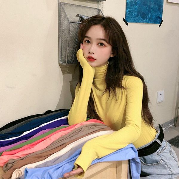high-necked bottoms women's autumn new long-sleeved t-shirt women's korean version of loose spring and autumn style, White
high-necked bottoms women's autumn new long-sleeved t-shirt women's korean version of loose spring and autumn style, White