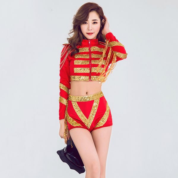 sexy stage costume women rave clothes for female singers modern dancing performance wear gold sequined fringe red set, Black;red
sexy stage costume women rave clothes for female singers modern dancing performance wear gold sequined fringe red set, Black;red