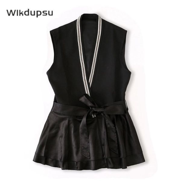 women's vests spring autumn elegant fashion vest trendy korean style high street office ladies v neck quality ruffles waistcoat, Black;white
women's vests spring autumn elegant fashion vest trendy korean style high street office ladies v neck quality ruffles waistcoat, Black;white