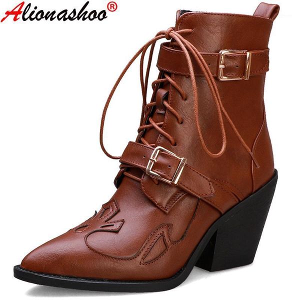 women boots pu leather retro shoes ladies lace up ankle boots buckle strap pointed toe women botas plus size 14 481, Black
women boots pu leather retro shoes ladies lace up ankle boots buckle strap pointed toe women botas plus size 14 481, Black