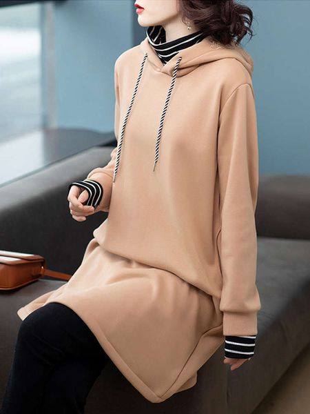 autumn and plush women's hooded sweater winter 2020 long loose large size foreign style mother is 40 years old, Black 
autumn and plush women's hooded sweater winter 2020 long loose large size foreign style mother is 40 years old, Black