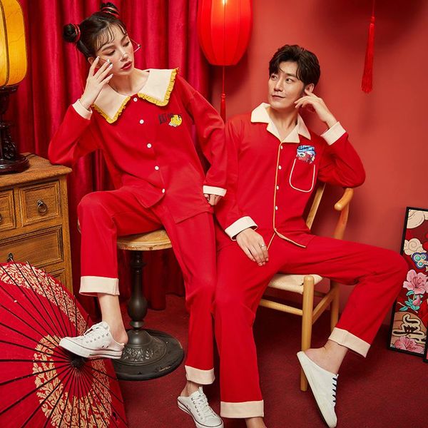 autumn cardigan couple pajamas set cute doll collar red women pajamas long sleeve lounge homewear oversized new year sleepwear, Black;brown
autumn cardigan couple pajamas set cute doll collar red women pajamas long sleeve lounge homewear oversized new year sleepwear, Black;brown
