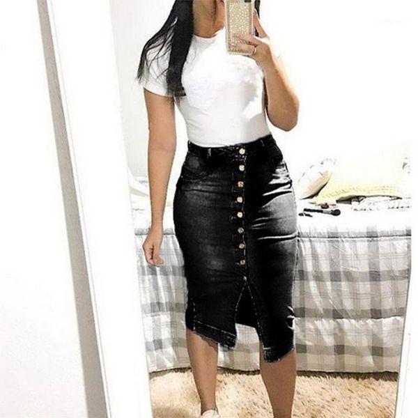 womens denim jeans skirt 2020 new high waist button front pencil bodycon button skirt long denim1, Black
womens denim jeans skirt 2020 new high waist button front pencil bodycon button skirt long denim1, Black