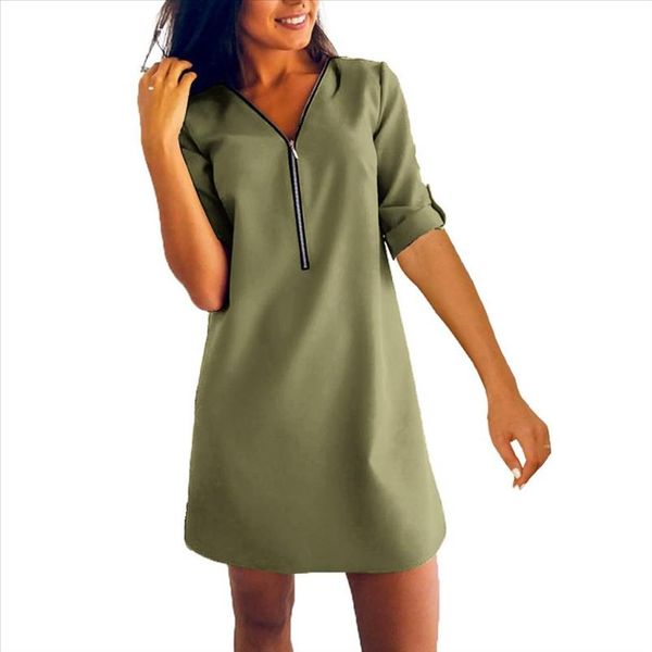 plus size solid color women zipper v neck roll up long sleeve loose mini dress drop shipping, Black;gray
plus size solid color women zipper v neck roll up long sleeve loose mini dress drop shipping, Black;gray
