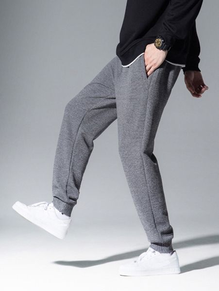 men drawstring waist slant pocket sweatpants g6o0#, Black