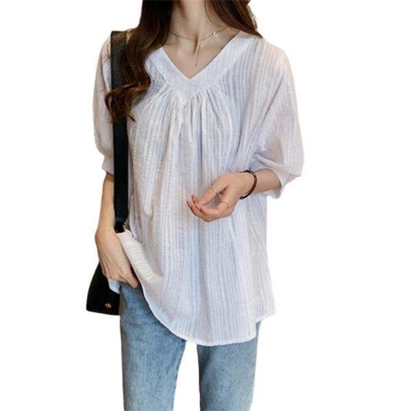 women's blouses & shirts missky blouse summer solid color shirt loose short sleeve v-neck bottoming female, White
women's blouses & shirts missky blouse summer solid color shirt loose short sleeve v-neck bottoming female, White