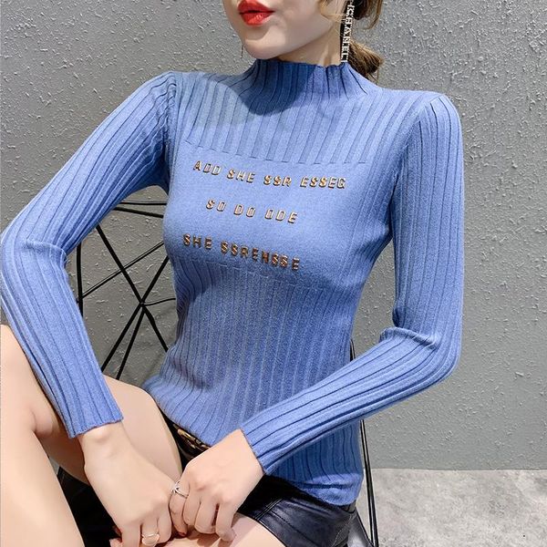 women's sweaters fashion letter turtleneck pullover sweater 2021 autumn winter clothes women sueter mujer bottoming shirt m99205, White;black
women's sweaters fashion letter turtleneck pullover sweater 2021 autumn winter clothes women sueter mujer bottoming shirt m99205, White;black