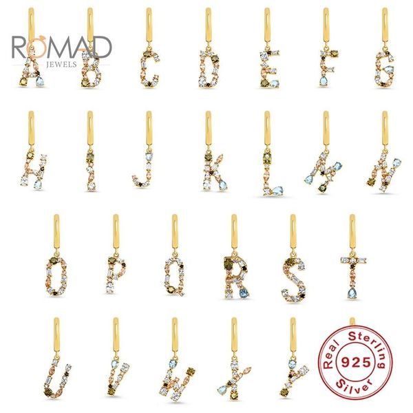 hoop & huggie romad initial women colorful gold earring 925 sterling silver 26 letter pendant earrings hoops rainbow jewelry 2021, Golden;silver 
hoop & huggie romad initial women colorful gold earring 925 sterling silver 26 letter pendant earrings hoops rainbow jewelry 2021, Golden;silver