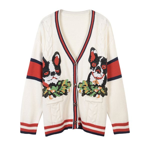 222 l 2022 runway autumn brand same style sweater long sleeve white cardigan v neck fashion clothes womens susu, White;black
222 l 2022 runway autumn brand same style sweater long sleeve white cardigan v neck fashion clothes womens susu, White;black
