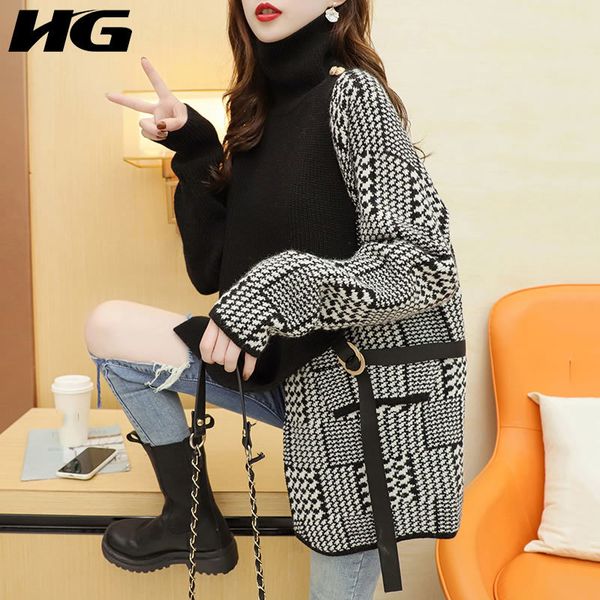 hg patchwork plaid casual sweater women winter trendy fashion new style turtleneck collar long sleeve pullover belt zy3437 h1211, White;black
hg patchwork plaid casual sweater women winter trendy fashion new style turtleneck collar long sleeve pullover belt zy3437 h1211, White;black