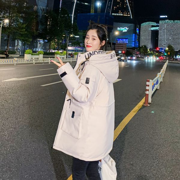2020 winter new korean down women's tooling medium long thickened hooded cotton jacket, Black
2020 winter new korean down women's tooling medium long thickened hooded cotton jacket, Black