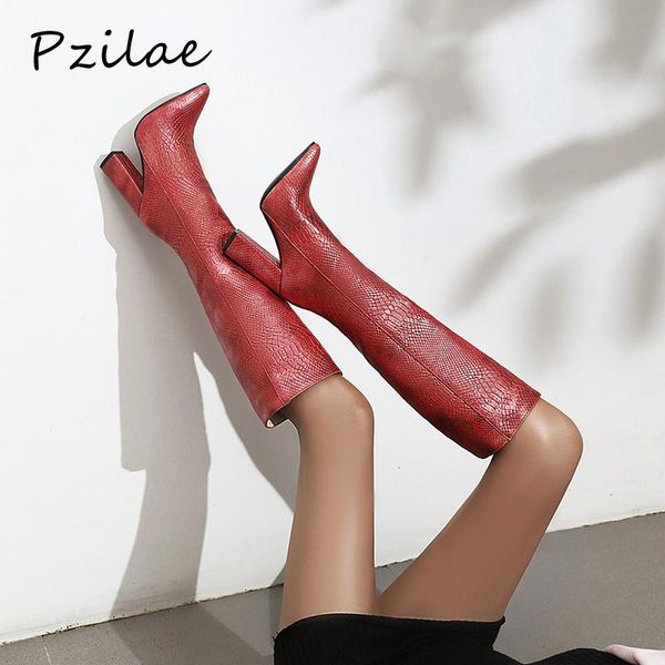 pzilae winter boots women thick high heels knee high boots pointed toe ladies shoes western female shoes plus size 34-43, Black
pzilae winter boots women thick high heels knee high boots pointed toe ladies shoes western female shoes plus size 34-43, Black