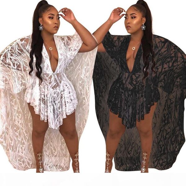 fashion plus size summer cape dress casual lace dresses women clothing deep v neck black white cloak dresses, Black;gray
fashion plus size summer cape dress casual lace dresses women clothing deep v neck black white cloak dresses, Black;gray