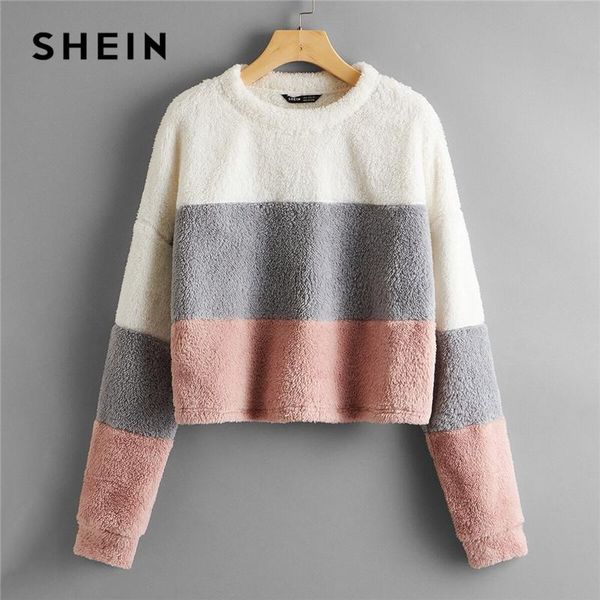 drop shoulder colorblock teddy pullover women 2020 autumn winter long sleeve round neck casual cute sweatshirts, Black
drop shoulder colorblock teddy pullover women 2020 autumn winter long sleeve round neck casual cute sweatshirts, Black