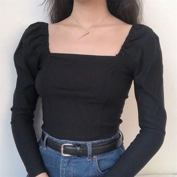 4nhna awzoa wear early autumn long square neck black cotton bottom t-shirt bubble slim ins sleeve t-shirt for women women's, White
4nhna awzoa wear early autumn long square neck black cotton bottom t-shirt bubble slim ins sleeve t-shirt for women women's, White