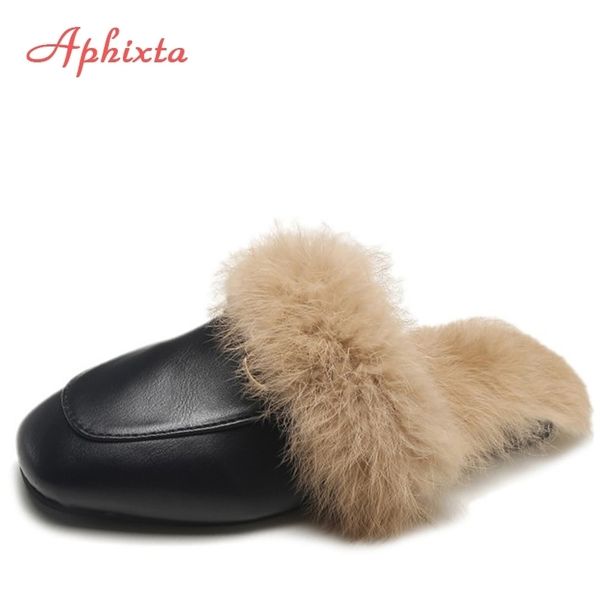 aphixta big size 44 real fur slippers shoes woman mules women's tassel slides winter warm women shoes fashion bee slippers y200106, Black
aphixta big size 44 real fur slippers shoes woman mules women's tassel slides winter warm women shoes fashion bee slippers y200106, Black