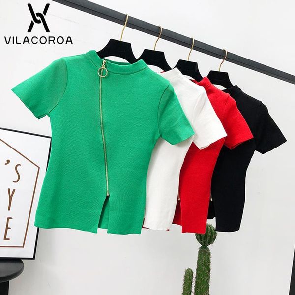 korean irregular zipper female t shirt turtleneck short sleeve crop casual knit slim short solid color tee woman clothing1, White
korean irregular zipper female t shirt turtleneck short sleeve crop casual knit slim short solid color tee woman clothing1, White