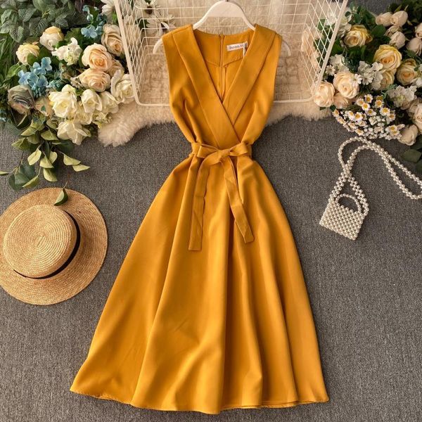 work fashion solid sleeveless dress women v neck sashes vestidos 2021 spring summer dresses bow ropa mujer, Black;gray
work fashion solid sleeveless dress women v neck sashes vestidos 2021 spring summer dresses bow ropa mujer, Black;gray