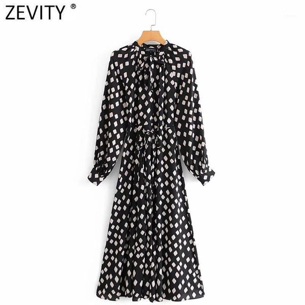 zevity new women vintage geometric print casual kimono midi dress ladies retro lantern sleeve lace up chic party vestido ds47591, Black;gray 
zevity new women vintage geometric print casual kimono midi dress ladies retro lantern sleeve lace up chic party vestido ds47591, Black;gray