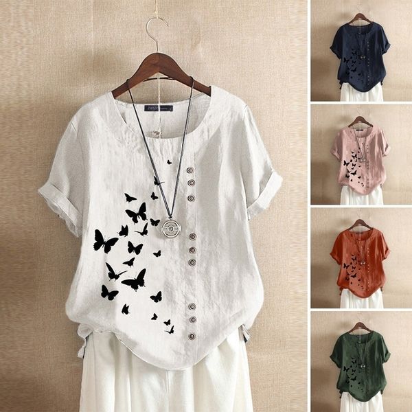 stylish summer tee shirts women's printed blouse zanzea vintage button o neck blusa female short sleeve tunic plus size 5xl y200422, White
stylish summer tee shirts women's printed blouse zanzea vintage button o neck blusa female short sleeve tunic plus size 5xl y200422, White
