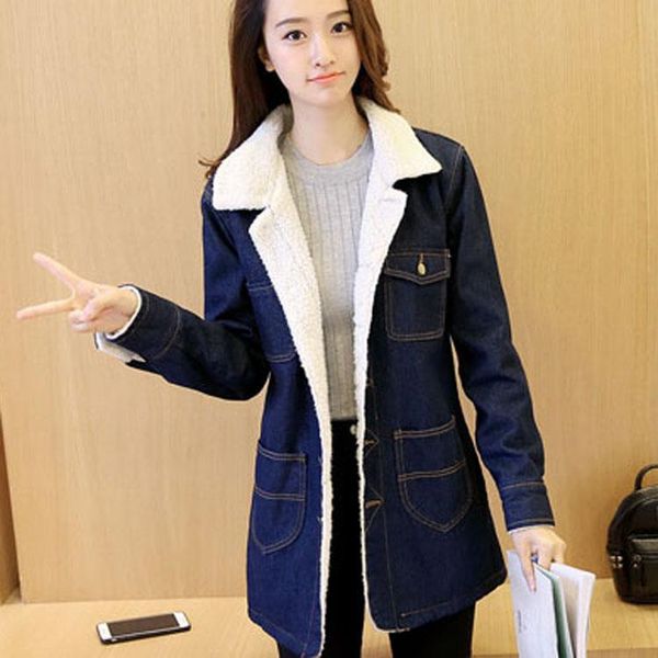 women's trench coats autumn and winter thick long section was thin lamb cotton coat denim jacket windbreaker ladies loose wild, Tan;black
women's trench coats autumn and winter thick long section was thin lamb cotton coat denim jacket windbreaker ladies loose wild, Tan;black