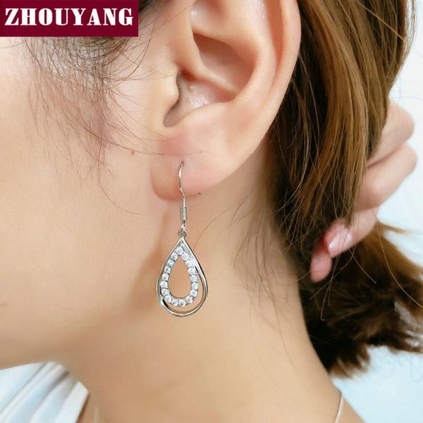zhouyang wedding earrings for women korean style waterdrop micro-inclosed cubic zirconia wholesale jewelry gift kc151 kc152, Silver
zhouyang wedding earrings for women korean style waterdrop micro-inclosed cubic zirconia wholesale jewelry gift kc151 kc152, Silver