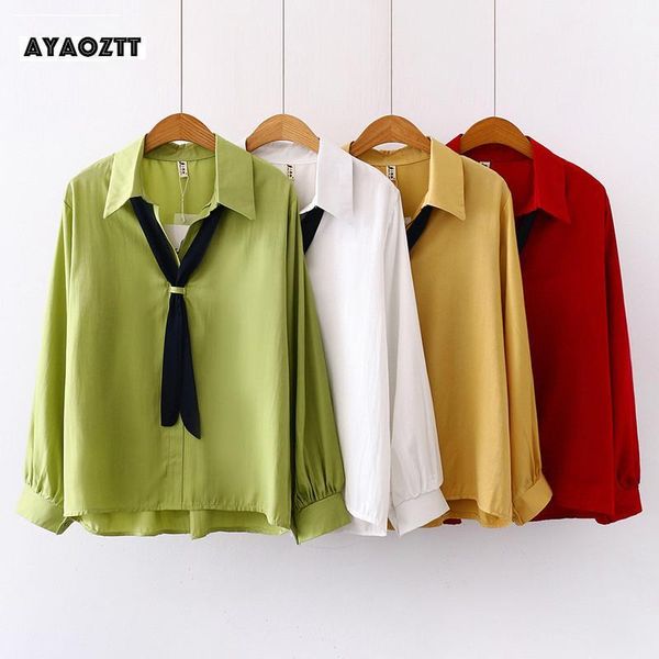 2020 news women shirt spring autumn ladies solid long sleeve tie shirts casual blouses loose blusas white black green1
2020 news women shirt spring autumn ladies solid long sleeve tie shirts casual blouses loose blusas white black green1