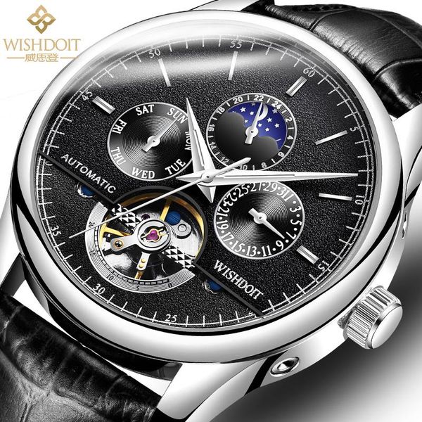 wristwatches wishdoit luxury fashion men's watches moon phase luminous waterproof calendar week automatic mechanical wrist clock, Slivery;brown
wristwatches wishdoit luxury fashion men's watches moon phase luminous waterproof calendar week automatic mechanical wrist clock, Slivery;brown
