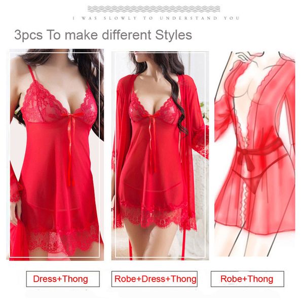 3 pcs fashion sleepwear large size night dress lingerie women bady doll nightwear lace temptation underwear nightdress robe lj200822, Black;red
3 pcs fashion sleepwear large size night dress lingerie women bady doll nightwear lace temptation underwear nightdress robe lj200822, Black;red