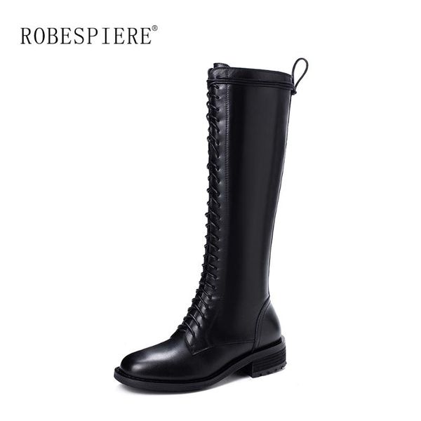 robespiere new lace up knee high boots women black square heel genuine leather shoes large size 43 warm plush winter boots b164
robespiere new lace up knee high boots women black square heel genuine leather shoes large size 43 warm plush winter boots b164