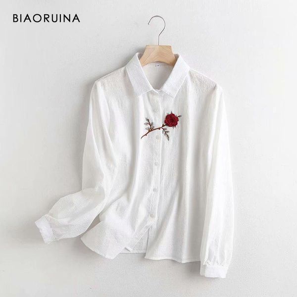 biaoruina women's casual rose embroidery white single breasted shirt turn-down collar female fashion street style shirts blouse1
biaoruina women's casual rose embroidery white single breasted shirt turn-down collar female fashion street style shirts blouse1