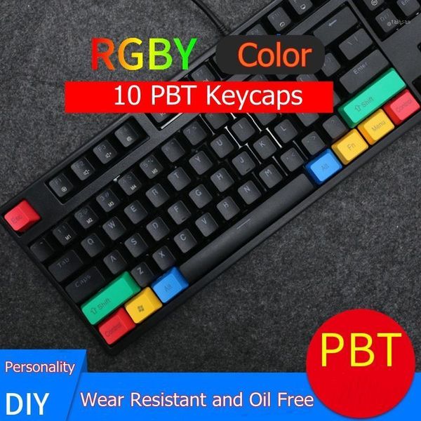 new 10 piece rgby color pbt keycaps printed,side engraved,black rgby mechanical keyboard keycaps1
new 10 piece rgby color pbt keycaps printed,side engraved,black rgby mechanical keyboard keycaps1