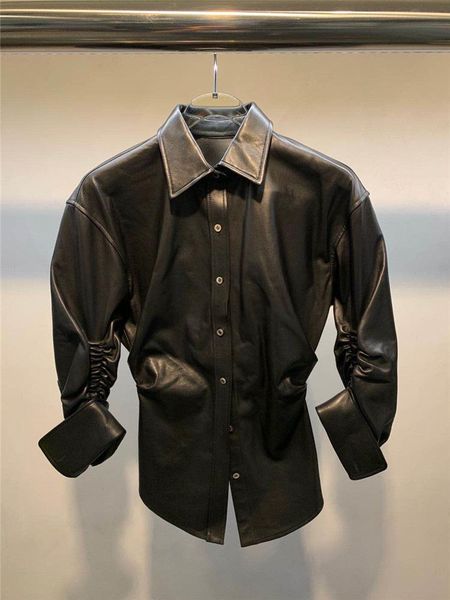 women jacket 2020 spring/summer new lapel irregular folded leather short slim long sleeve jacket women, Black;brown
women jacket 2020 spring/summer new lapel irregular folded leather short slim long sleeve jacket women, Black;brown
