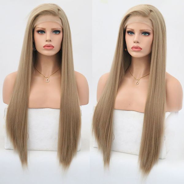 rongduoyi long silky straight hair synthetic lace front wig ash blonde side part cosplay wig glueless front lace wigs for women, Black;brown 
rongduoyi long silky straight hair synthetic lace front wig ash blonde side part cosplay wig glueless front lace wigs for women, Black;brown