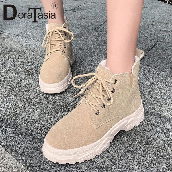 doratasia female solid flock shoelace platform winter boots designer boots women round toe fashion classic ankle shoes woman1, Black
doratasia female solid flock shoelace platform winter boots designer boots women round toe fashion classic ankle shoes woman1, Black