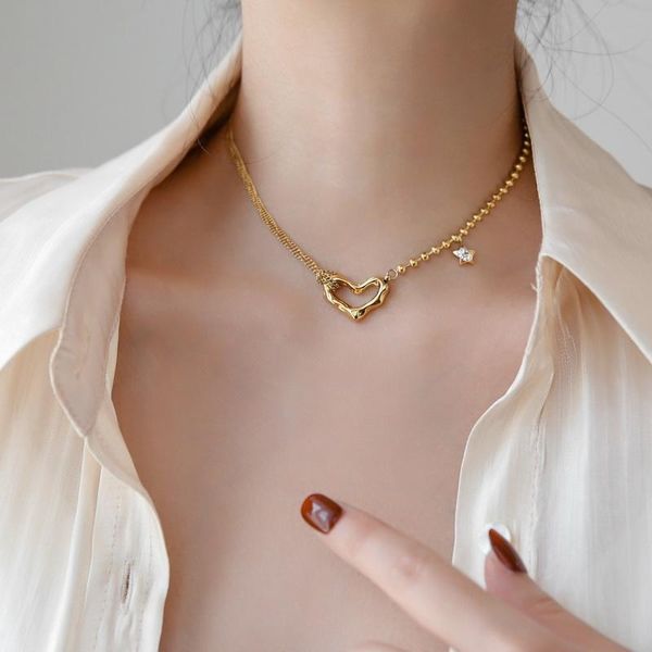 pendant necklaces yun ruo not fade 18 k gold irregular heart star choker necklace fashion titanium stainless steel jewelry woman access, Silver
pendant necklaces yun ruo not fade 18 k gold irregular heart star choker necklace fashion titanium stainless steel jewelry woman access, Silver