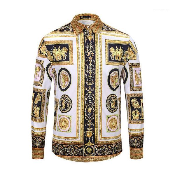 men's casual shirts ximiwua fashion men shirt slim fit long sleeve golden pattern print chemise homme1, White;black
men's casual shirts ximiwua fashion men shirt slim fit long sleeve golden pattern print chemise homme1, White;black