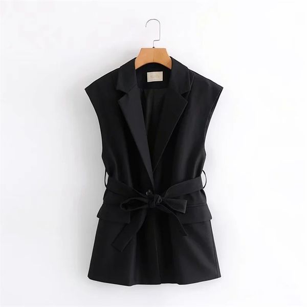 2021 new elegant women fashion black a buckle belt vest coat lapel sleeveless outerwear female w4c0, Black;white
2021 new elegant women fashion black a buckle belt vest coat lapel sleeveless outerwear female w4c0, Black;white