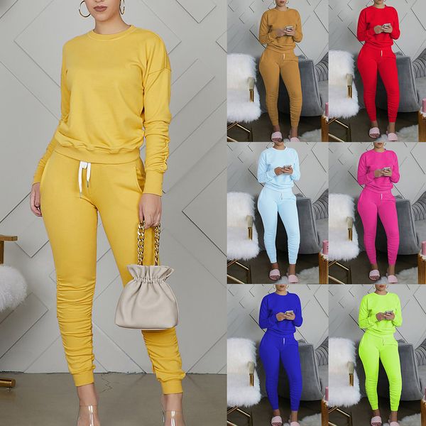 solid color women's tracksuit 2pcs set long sleeves pullover drawstring trousers females running athletics autumn suits sports, White;black
solid color women's tracksuit 2pcs set long sleeves pullover drawstring trousers females running athletics autumn suits sports, White;black