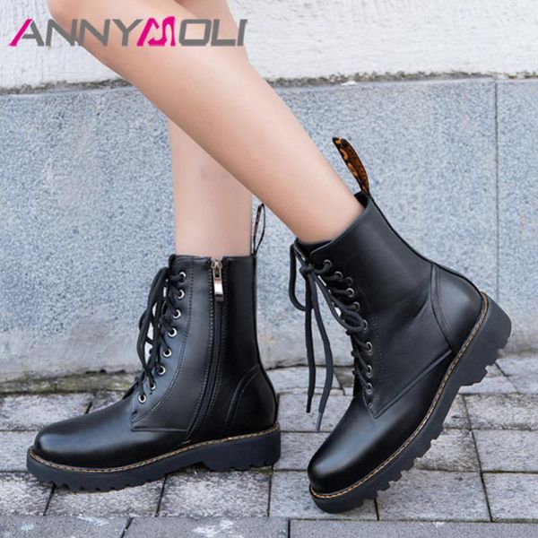 annymoli real leather lace up mid calf boots woman platform flat motorcycle boots zip female shoes autumn winter black size 42
annymoli real leather lace up mid calf boots woman platform flat motorcycle boots zip female shoes autumn winter black size 42