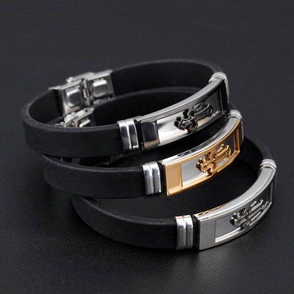 men silicone titanium steel cross bracelet bangle wristband masculine jewelry nin668, Golden;silver
men silicone titanium steel cross bracelet bangle wristband masculine jewelry nin668, Golden;silver