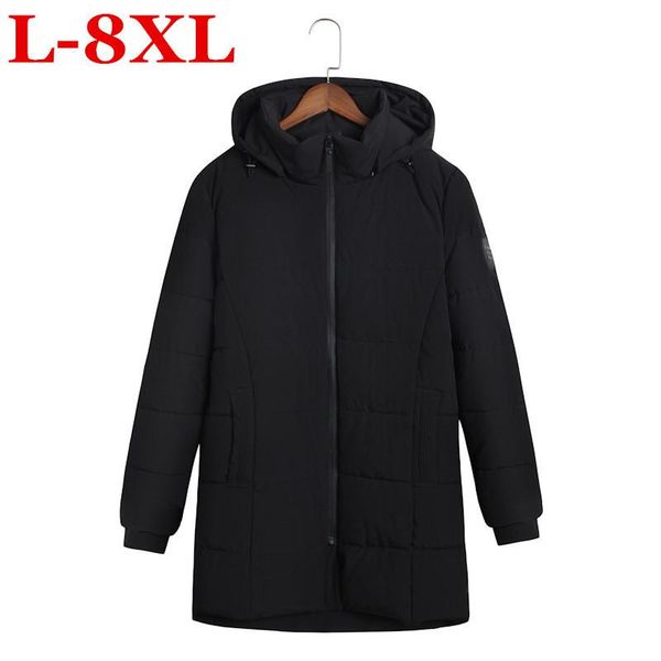 winter quality new simple high coat big pocket design men's warm hooded brand fashion parkas 10xl 8xl 6xl 5xl, Black