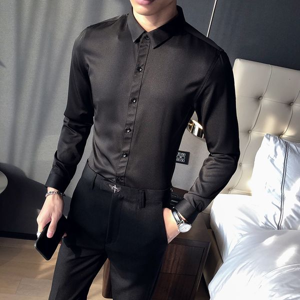 spring men's korean slim fit solid color business professional groom's man shirt, White;black
spring men's korean slim fit solid color business professional groom's man shirt, White;black