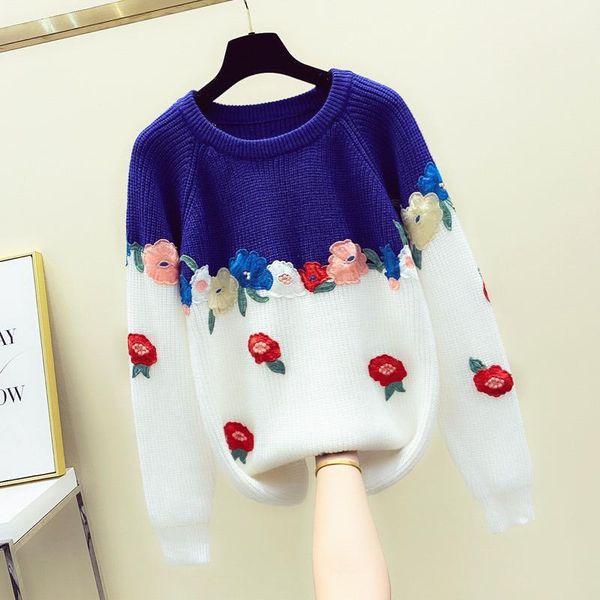 2020 korea loose hit color pullover sweater for women autumn winter o-neck full sleeve flower embroidery knitted jumper femme1, White;black
2020 korea loose hit color pullover sweater for women autumn winter o-neck full sleeve flower embroidery knitted jumper femme1, White;black