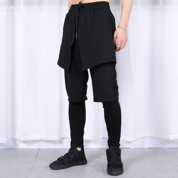 2018 new men clothing gd hair stylist fashion street original fake two pieces stereoscopic cutting harem pants culotte costumes1, Black
2018 new men clothing gd hair stylist fashion street original fake two pieces stereoscopic cutting harem pants culotte costumes1, Black